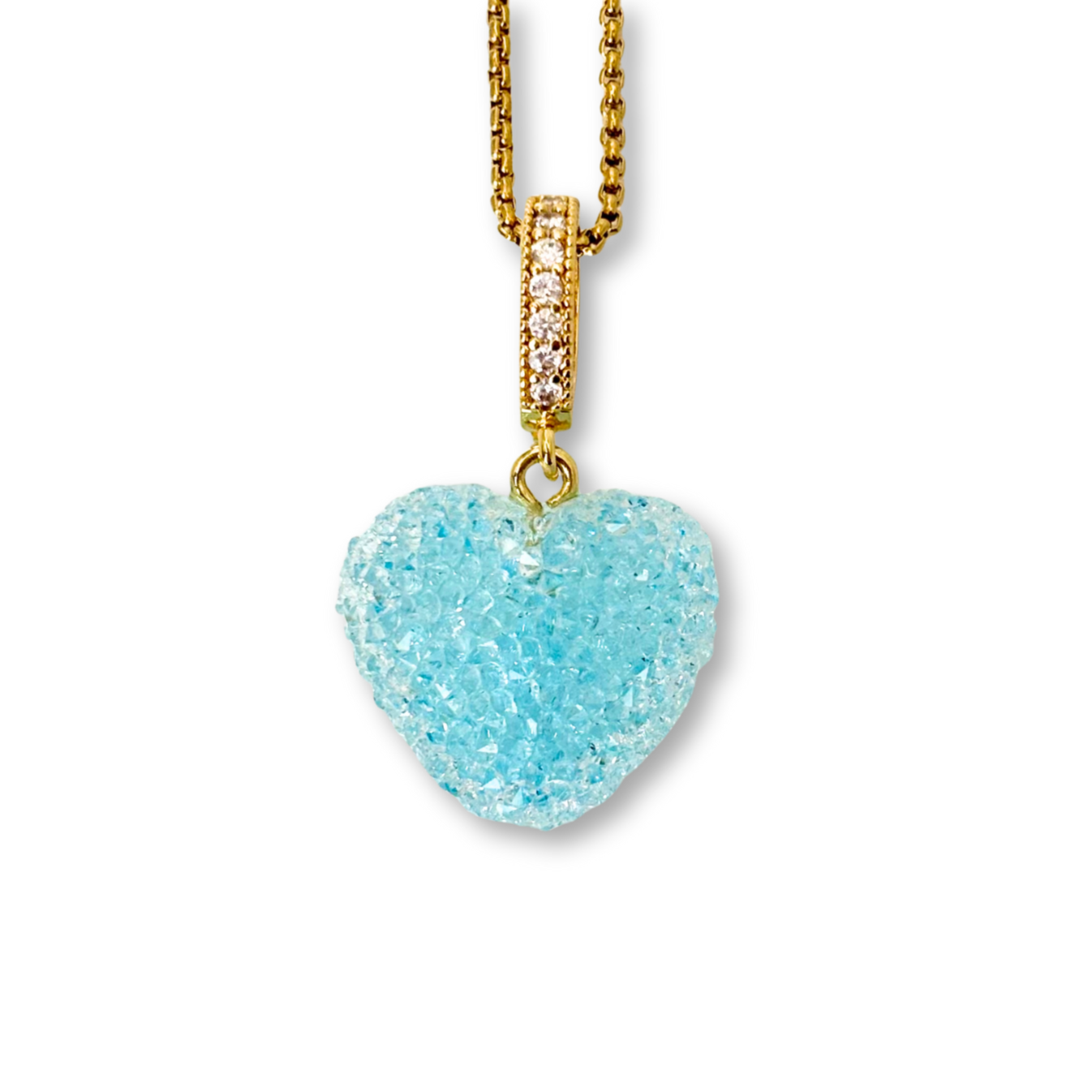 Jelly Heart Pendant with Chain in Light Blue
