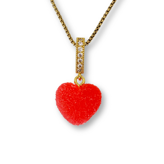 Sugar Heart Pendant with Chain, in Watermelon