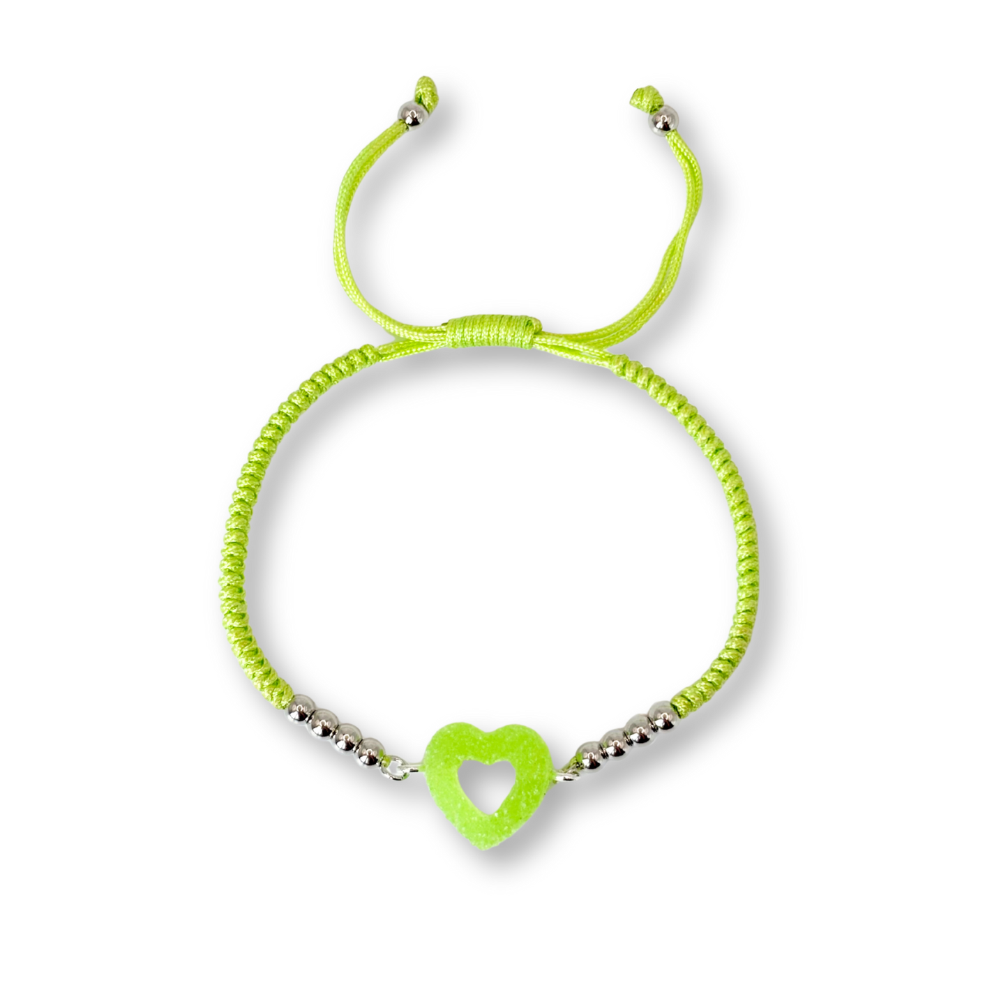 Sweetheart Macramé Bracelet in Lime Green