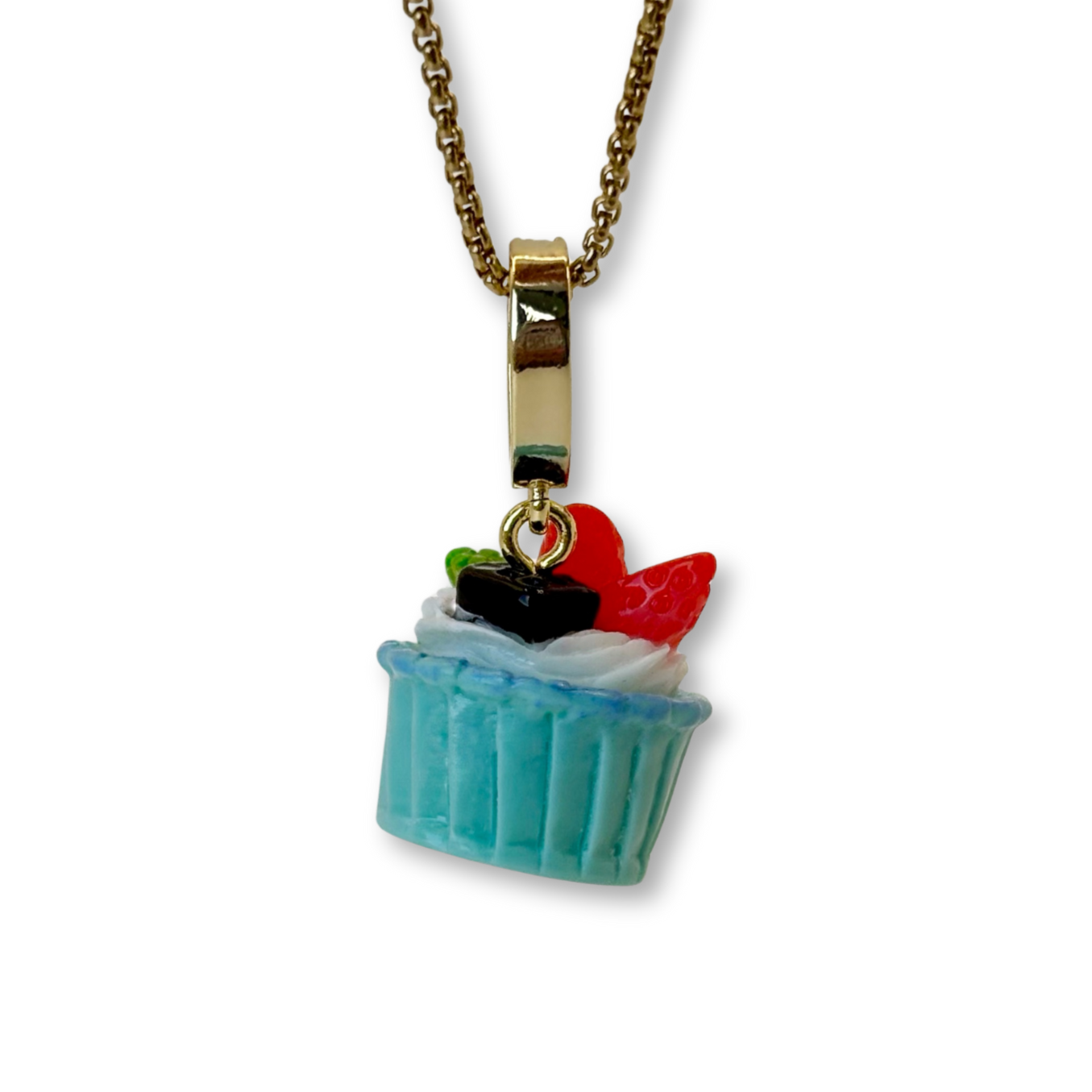 Strawberry and Chocolate Cupcake Pendant