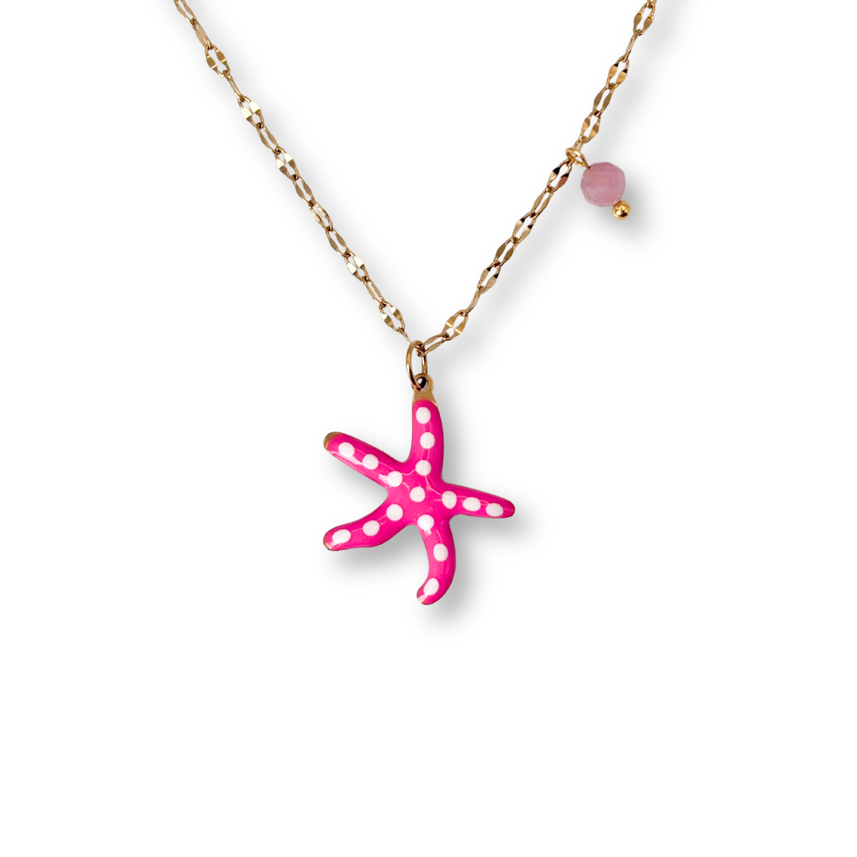 Spotty Starfish Pendant in Hot Pink & White