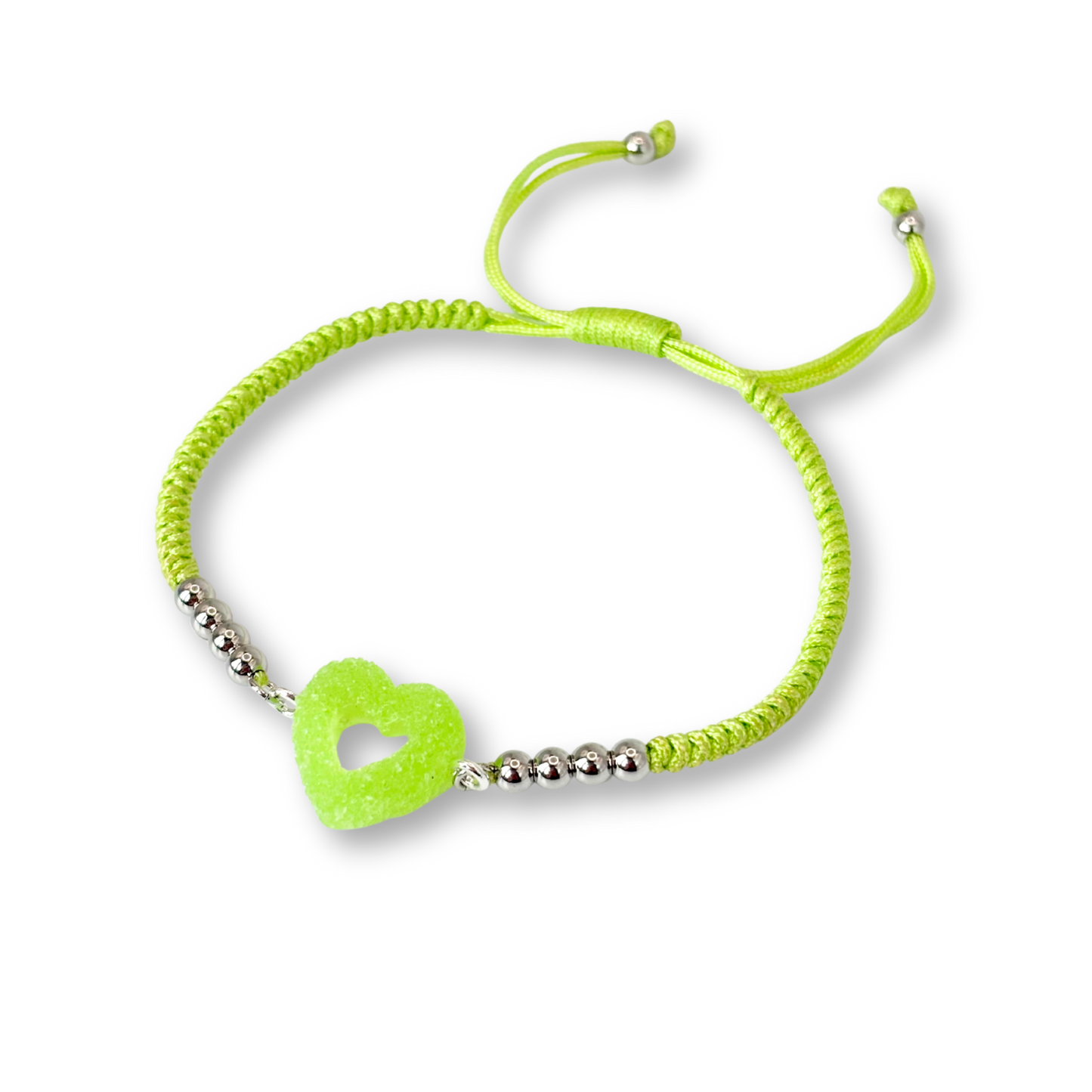 Sweetheart Macramé Bracelet in Lime Green
