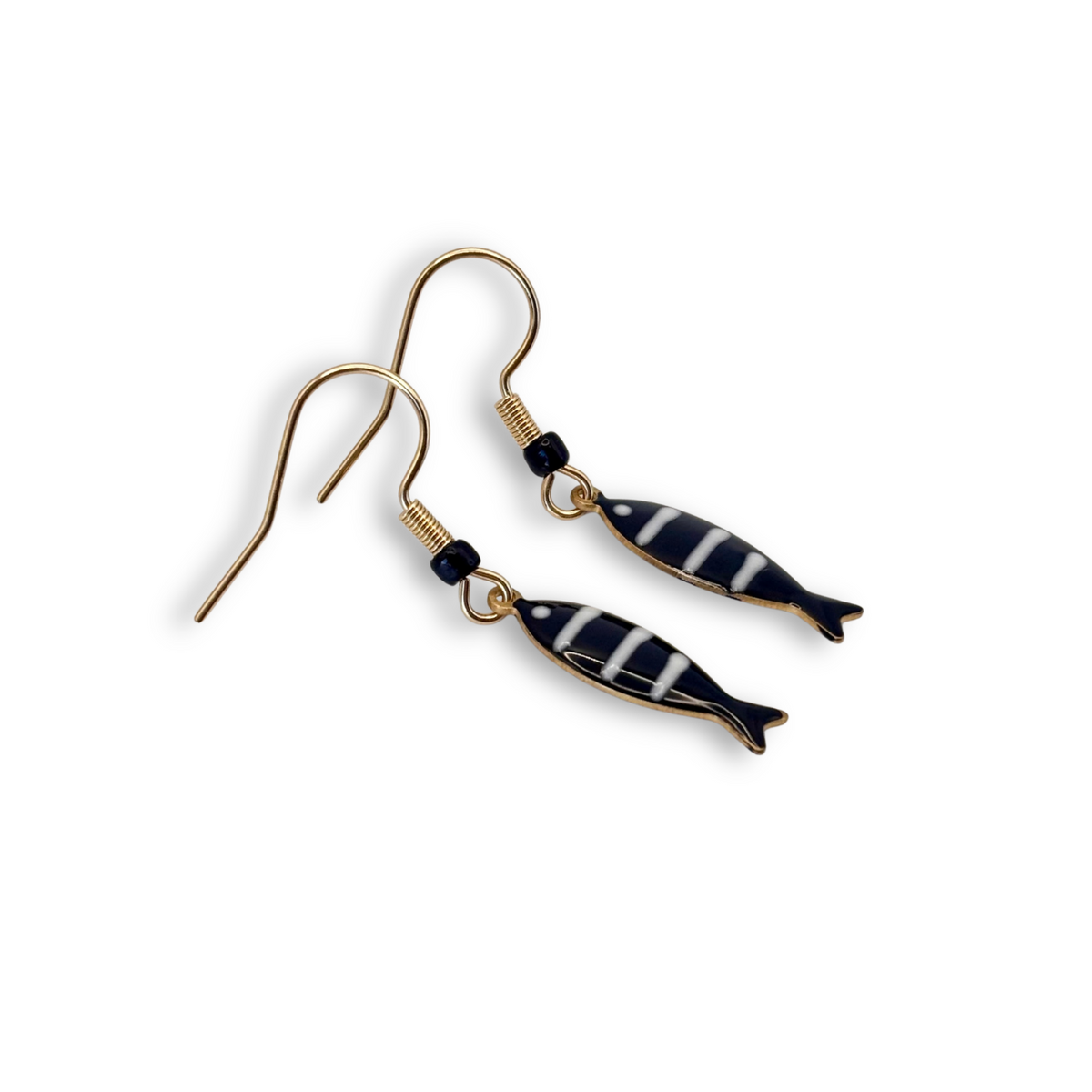 Little Fish Drop Earrings in Black