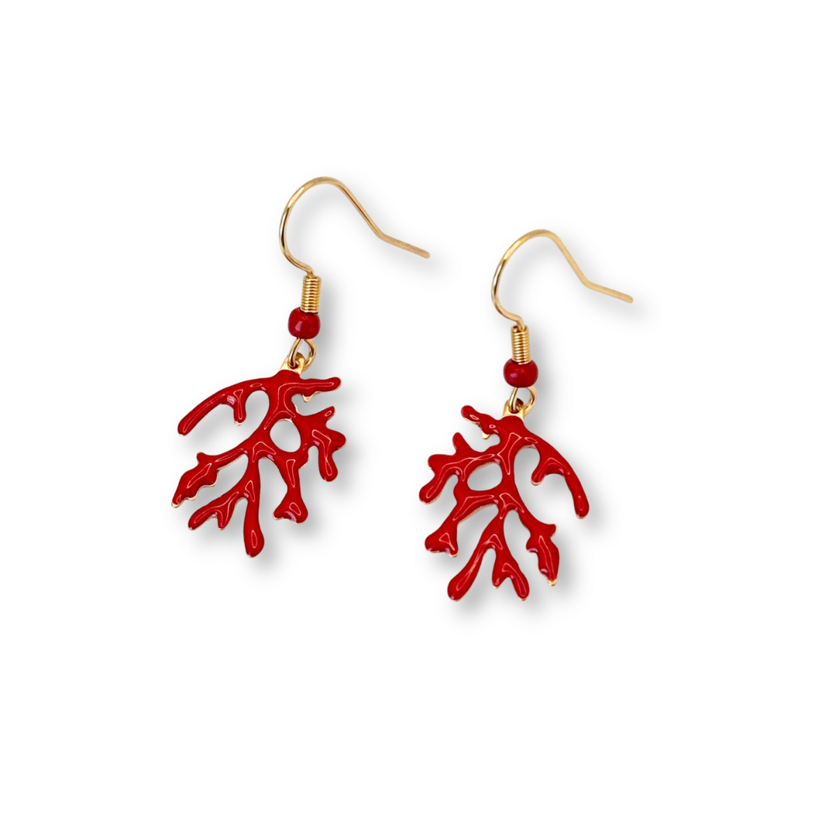 Coral Drop Earrings in Red