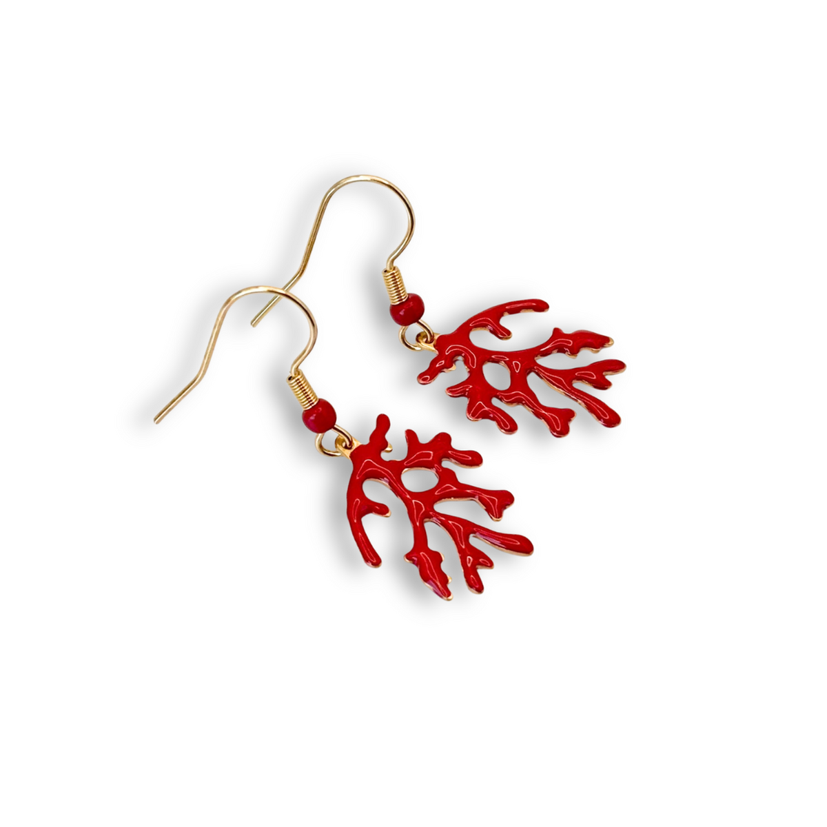 Coral Drop Earrings in Red