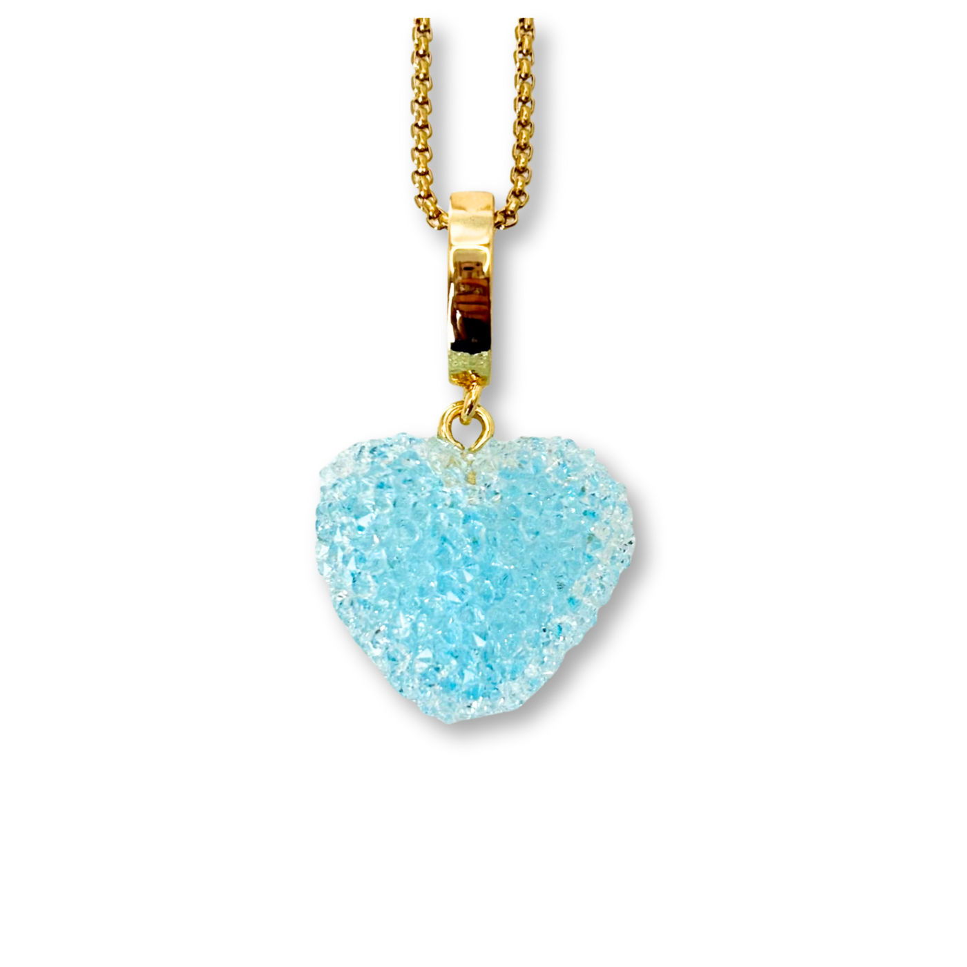 Jelly Heart Pendant with Chain in Light Blue