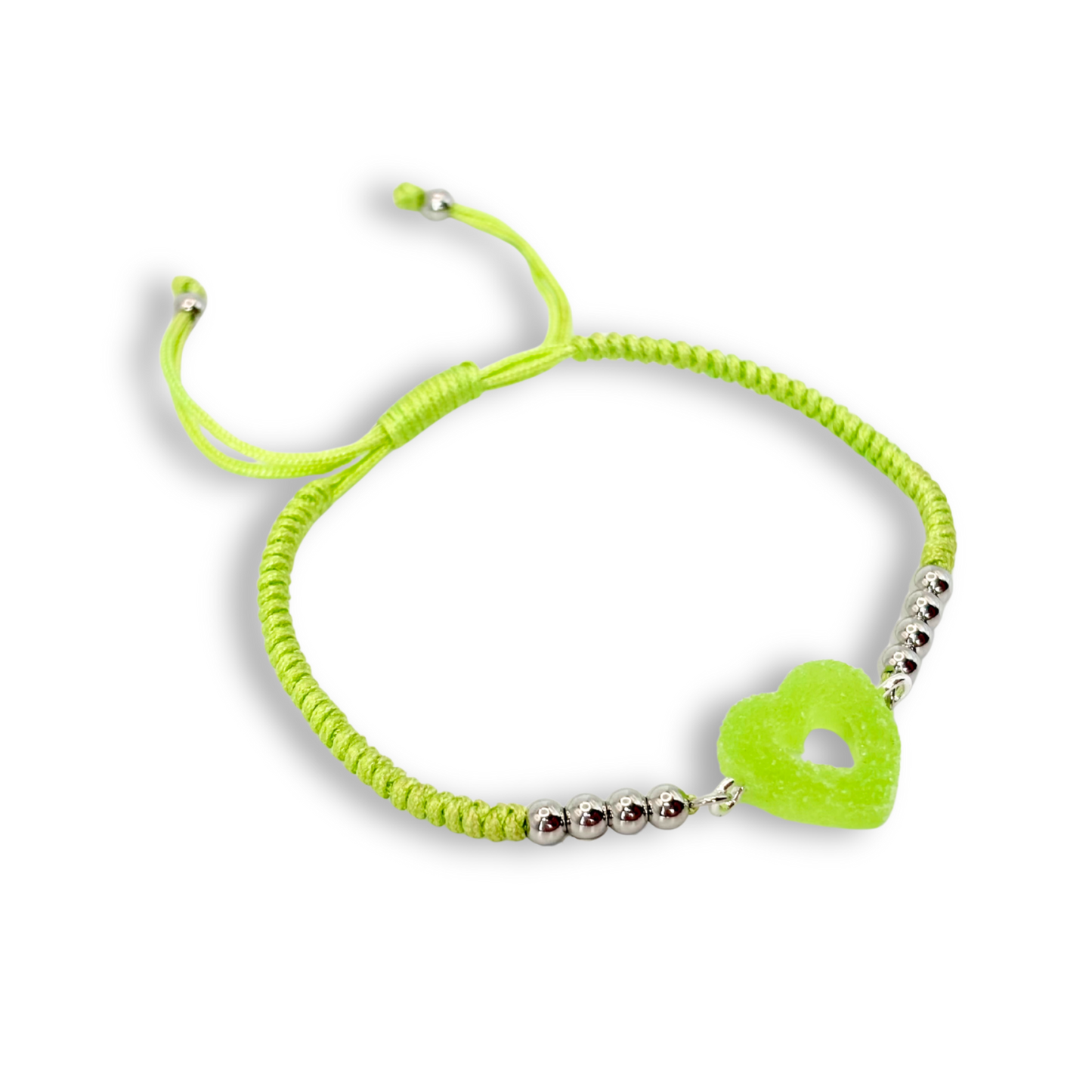 Sweetheart Macramé Bracelet in Lime Green