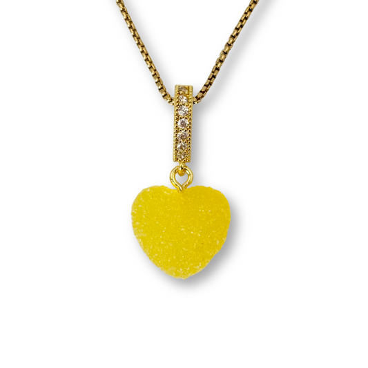 Sugar Heart Pendant with Chain, in Lemon