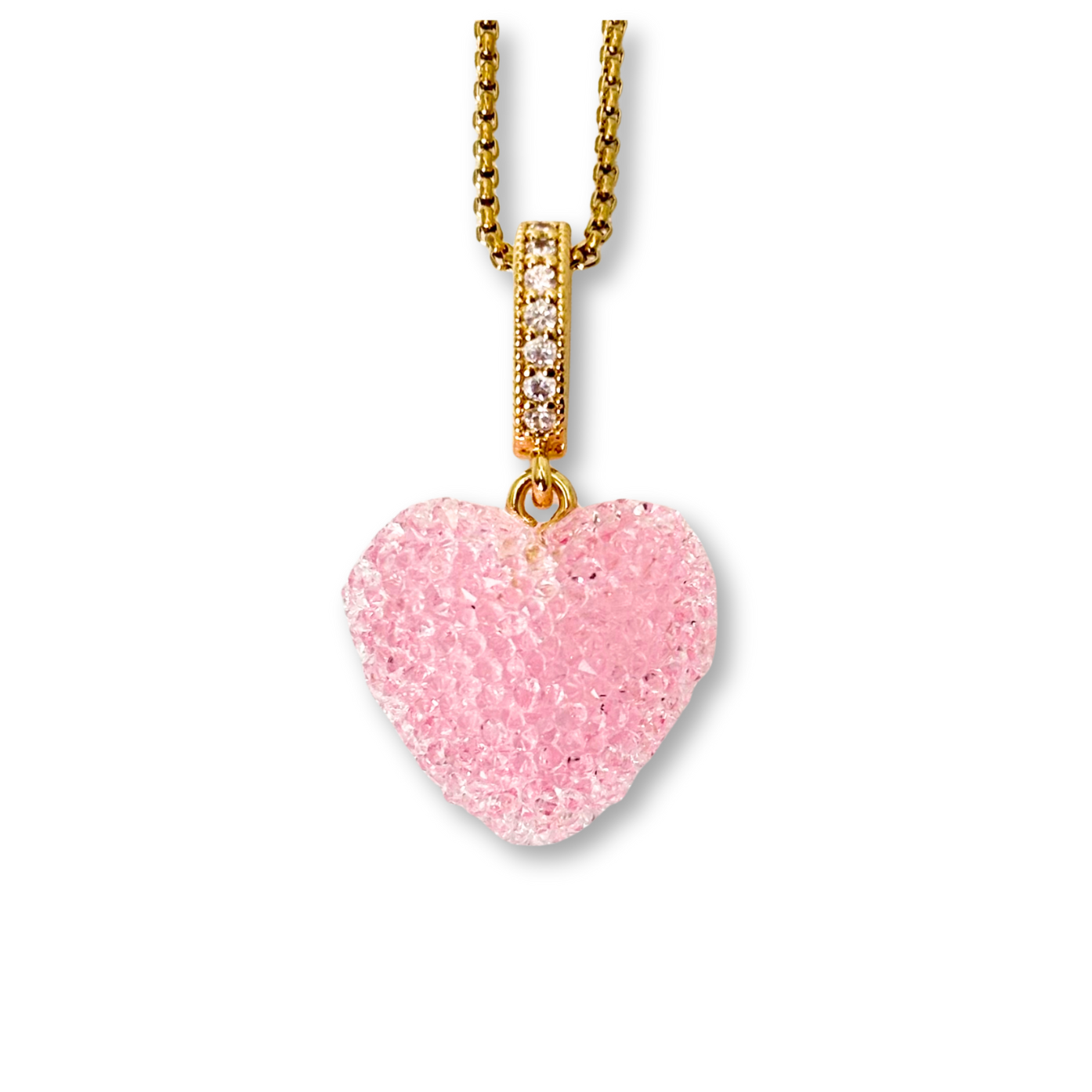 Jelly Heart Pendant with Chain in Light Pink