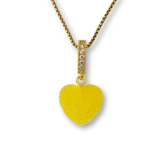 Sugar Heart Pendant with Chain, in Lemon