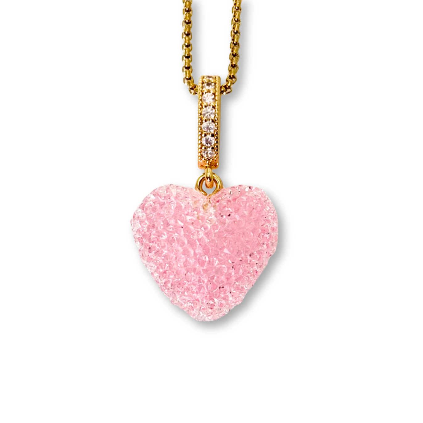 Jelly Heart Pendant with Chain in Light Pink