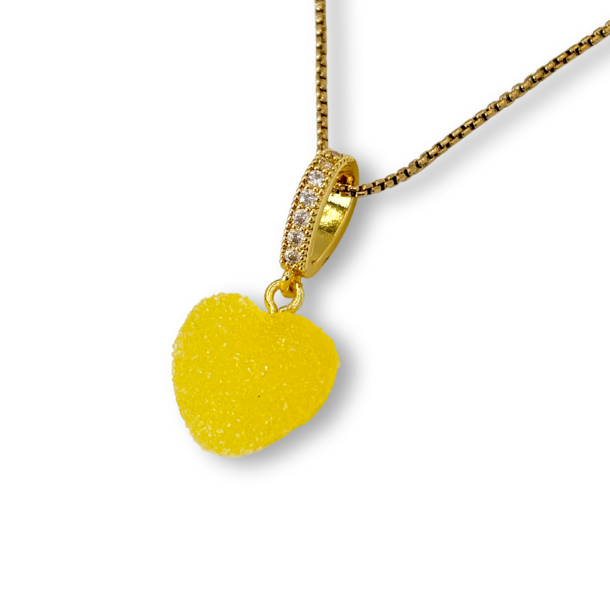 Sugar Heart Pendant with Chain, in Lemon