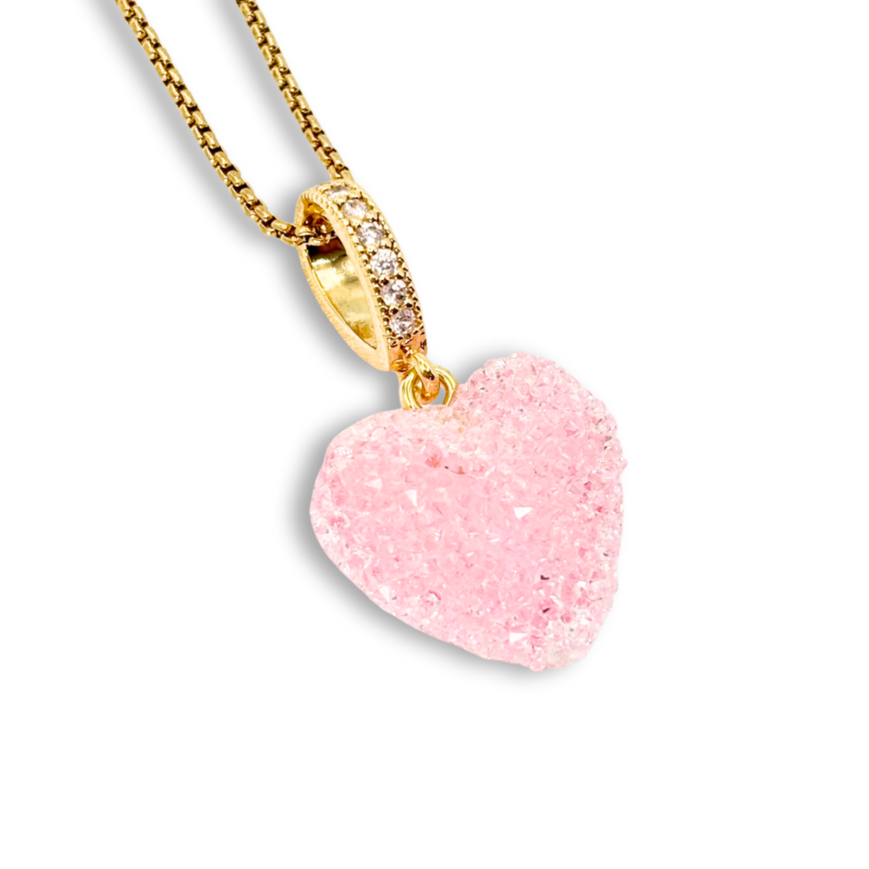 Jelly Heart Pendant with Chain in Light Pink
