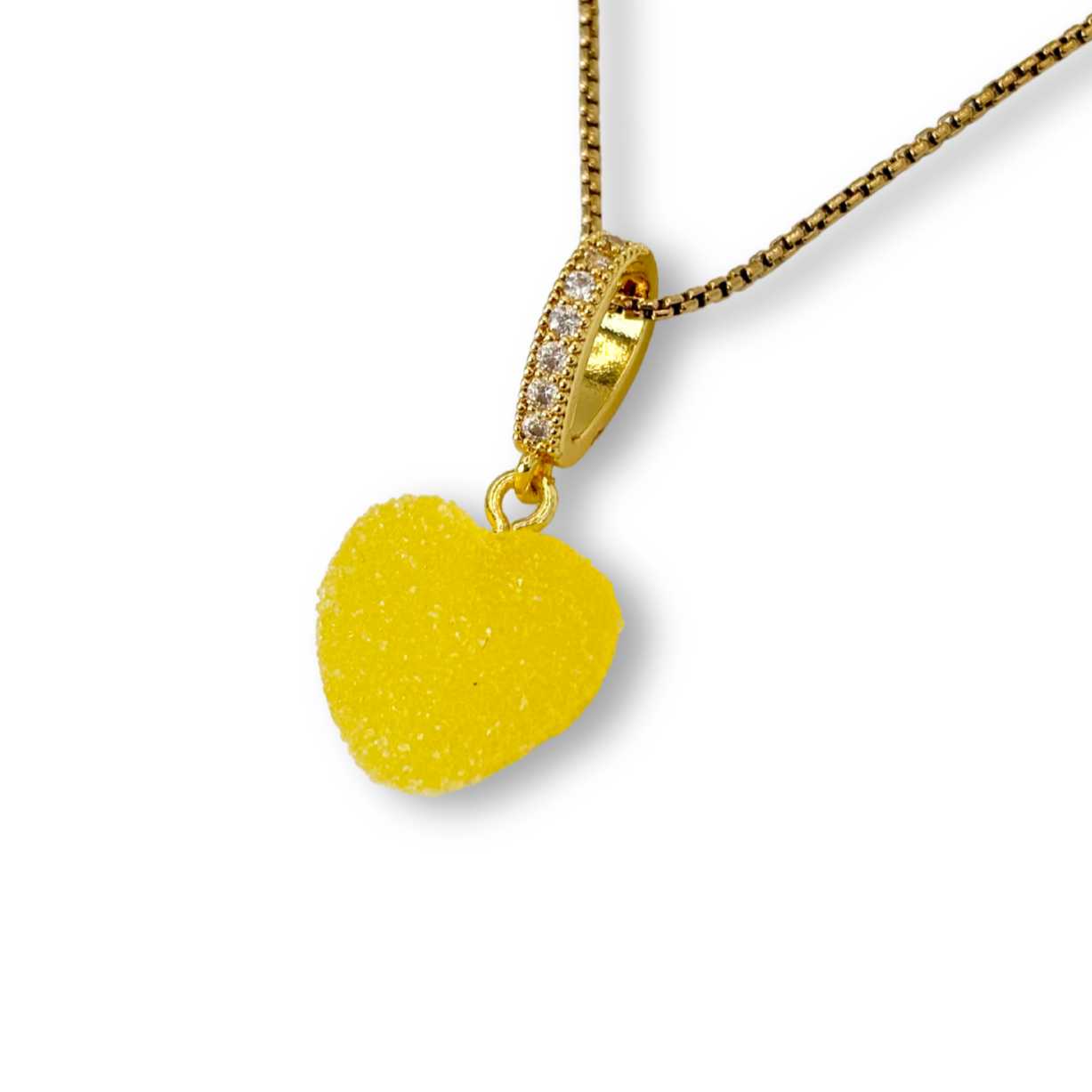 Sugar Heart Pendant with Chain, in Lemon