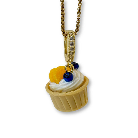 Orange and Blueberry Cupcake Pendant
