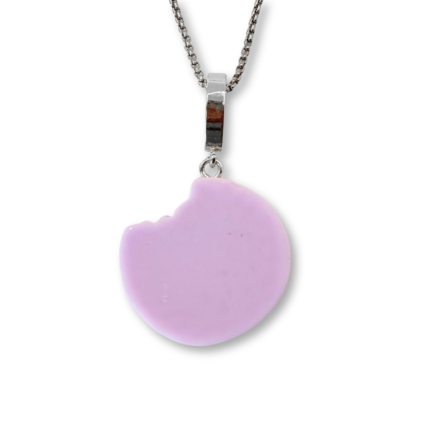 Nibbled Biscuit Pendant with Chain in Lilac