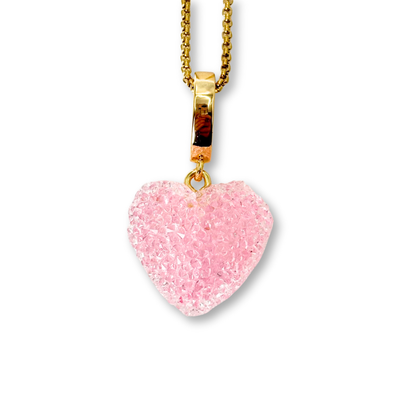 Jelly Heart Pendant with Chain in Light Pink