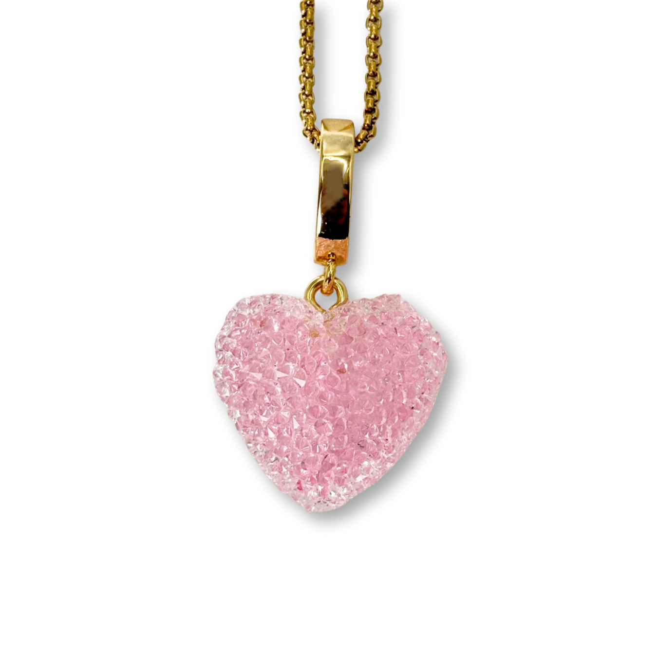 Jelly Heart Pendant with Chain in Light Pink