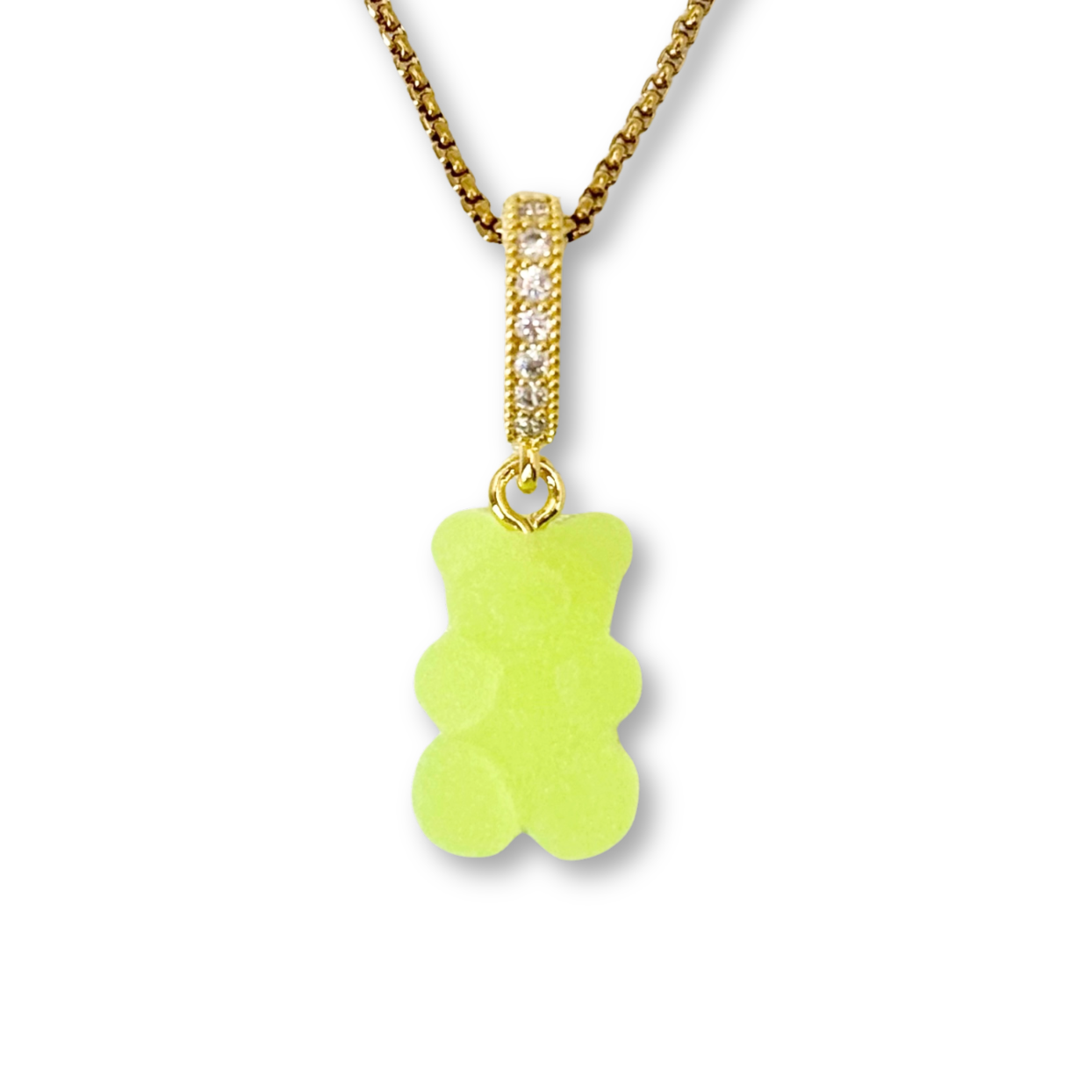 Gummy Bear Pendant with Chain, in Lime