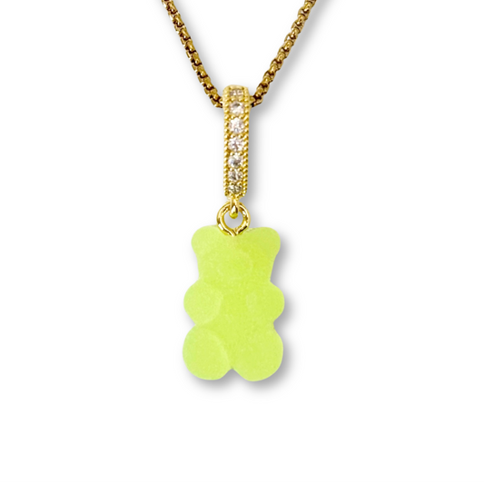 Gummy Bear Pendant with Chain, in Lime