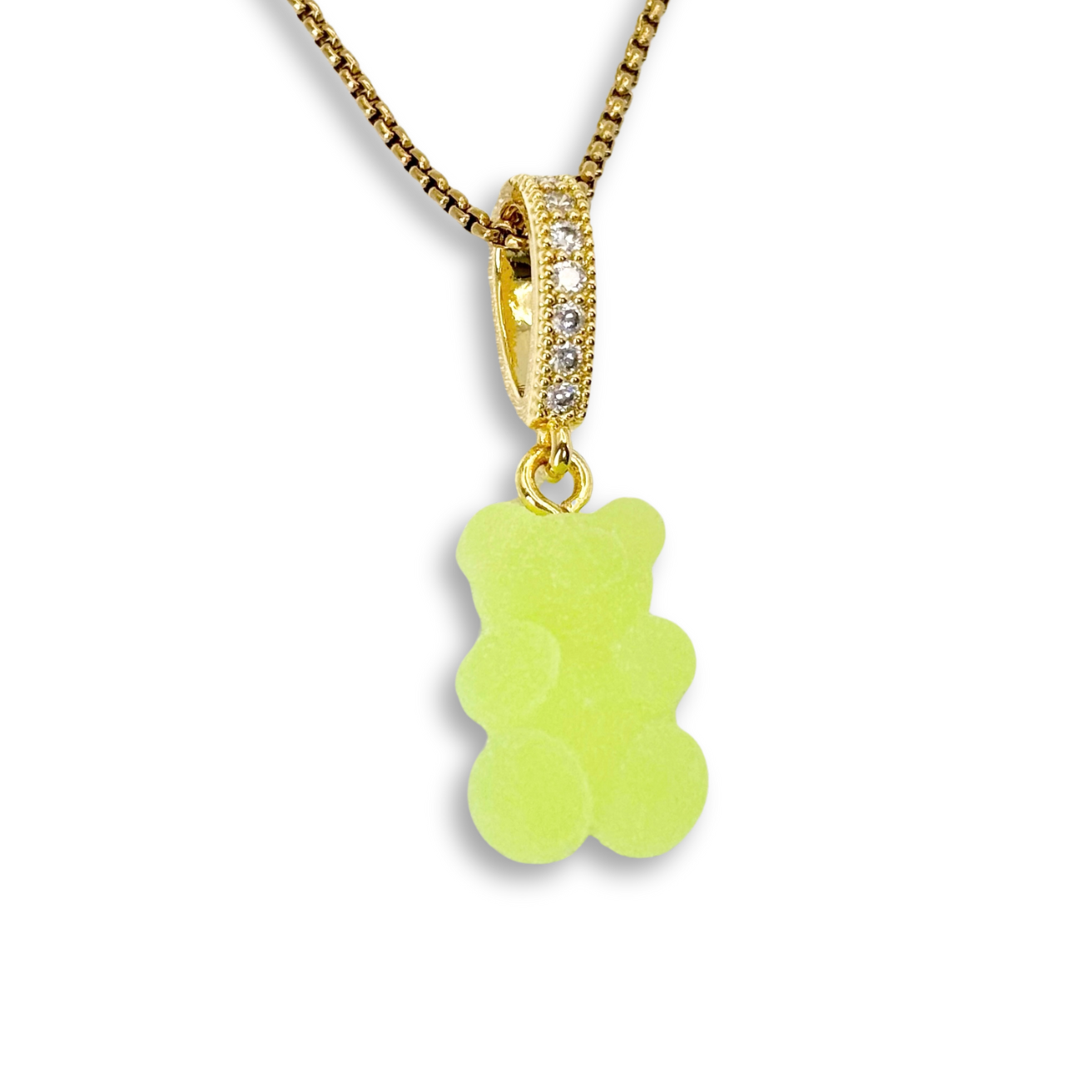 Gummy Bear Pendant with Chain, in Lime