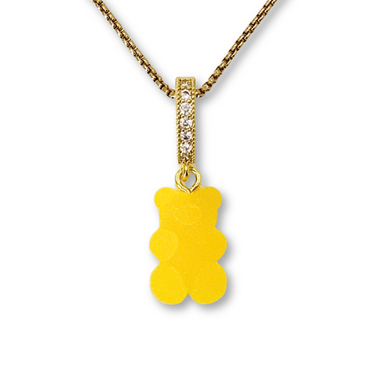 Gummy Bear Pendant with Chain, in Fresh Orange Juice