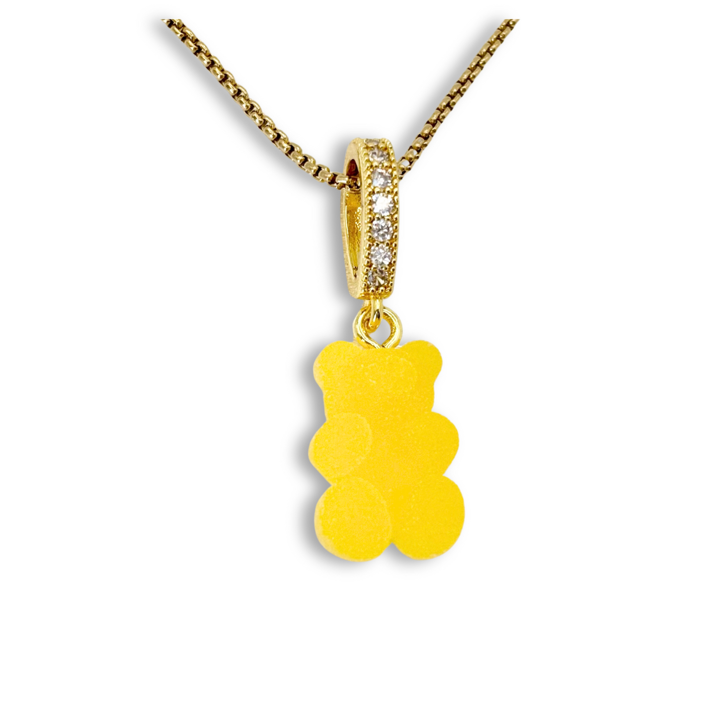 Gummy Bear Pendant with Chain, in Fresh Orange Juice