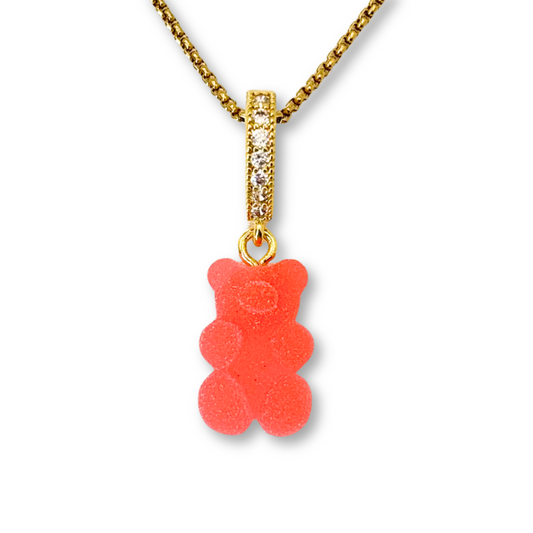 Gummy Bear Pendant with Chain in Strawberry