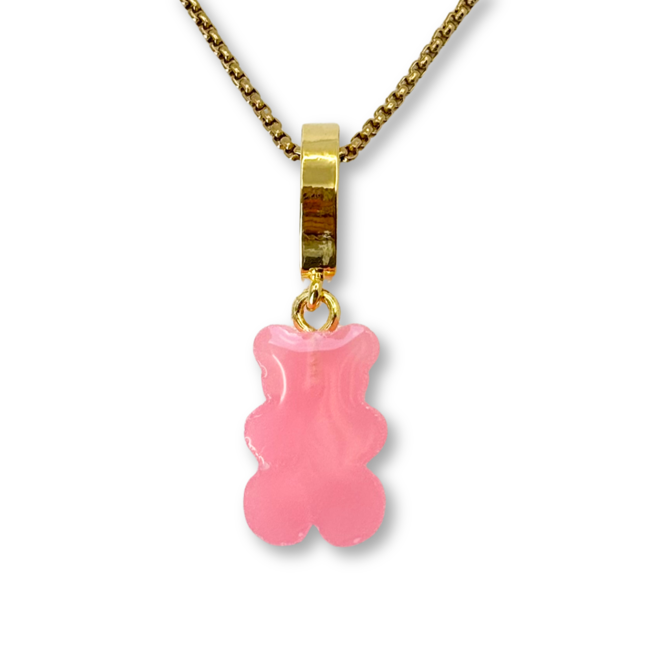 Gummy Bear Pendant with Chain in Candy Floss Pink