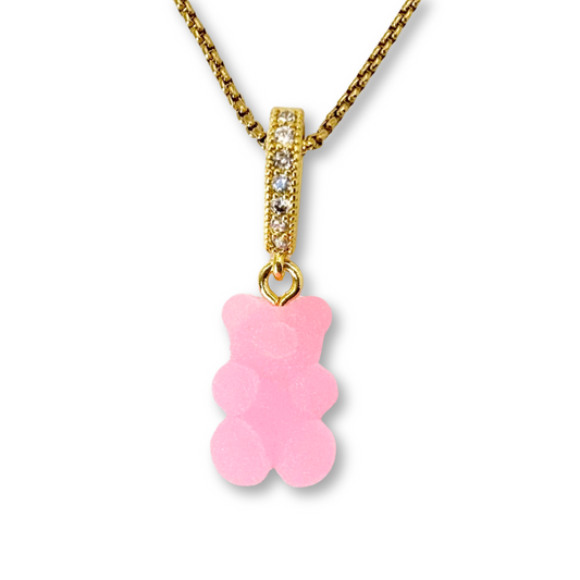 Gummy Bear Pendant with Chain in Bubblegum Pink
