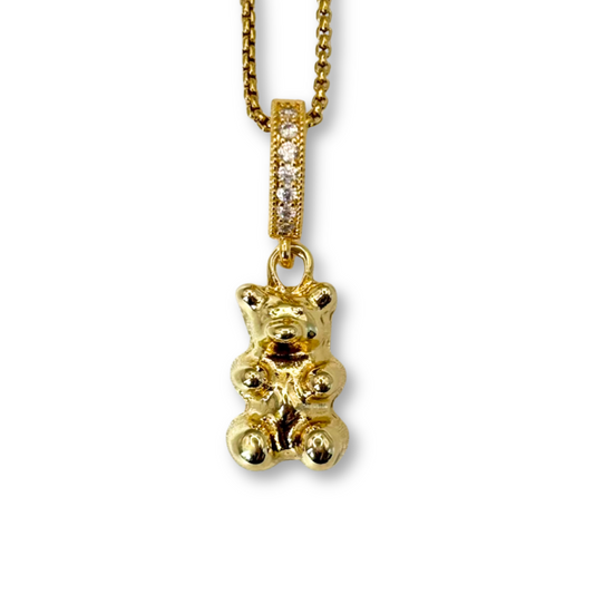 Golden Gummy Bear Pendant with Chain