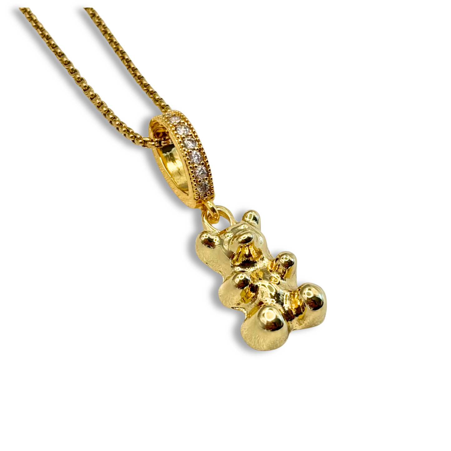Golden Gummy Bear Pendant with Chain