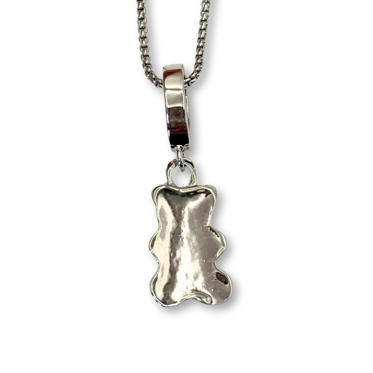 Silvery Gummy Bear Pendant with Chain