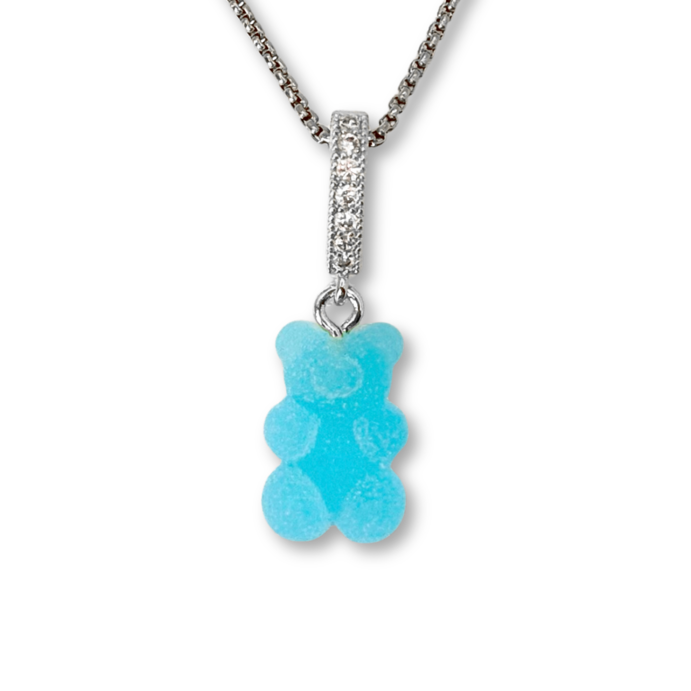 Gummy Bear Pendant with Chain in Bubblegum Blue
