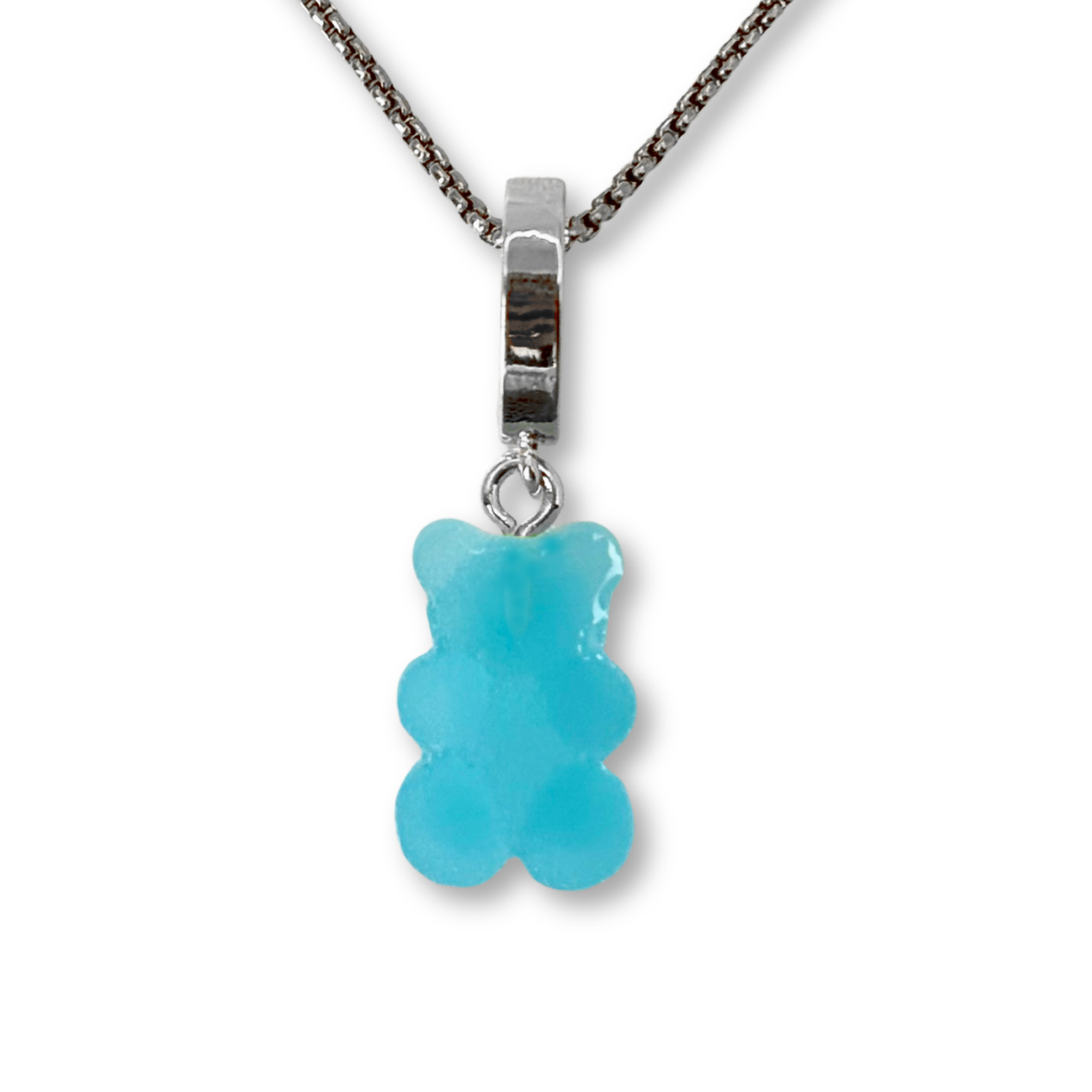 Gummy Bear Pendant with Chain in Bubblegum Blue