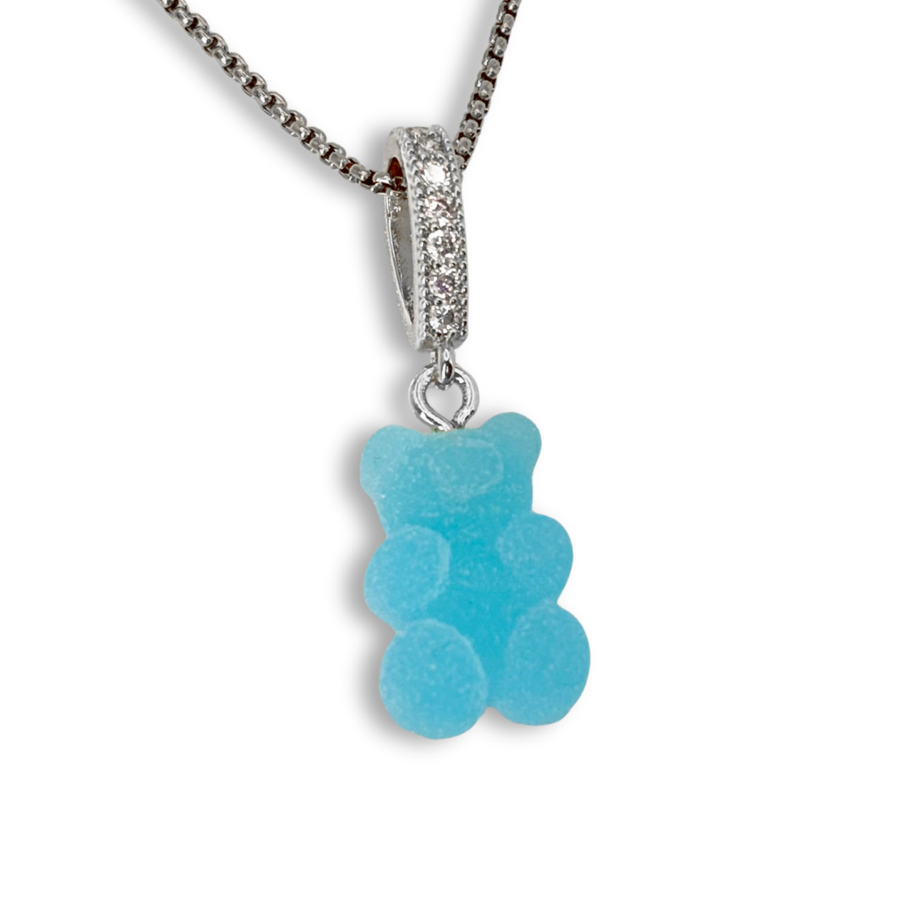 Gummy Bear Pendant with Chain in Bubblegum Blue