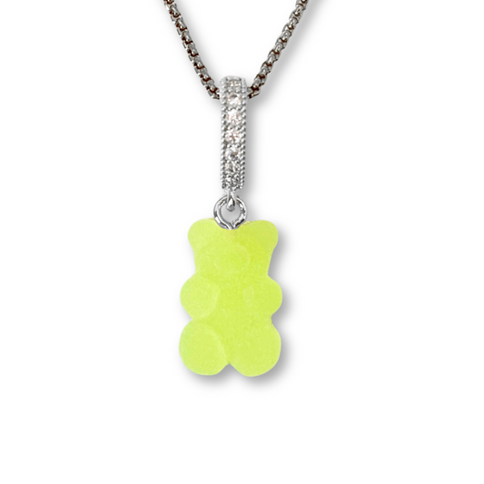 Gummy Bear Pendant with Chain, in Lime