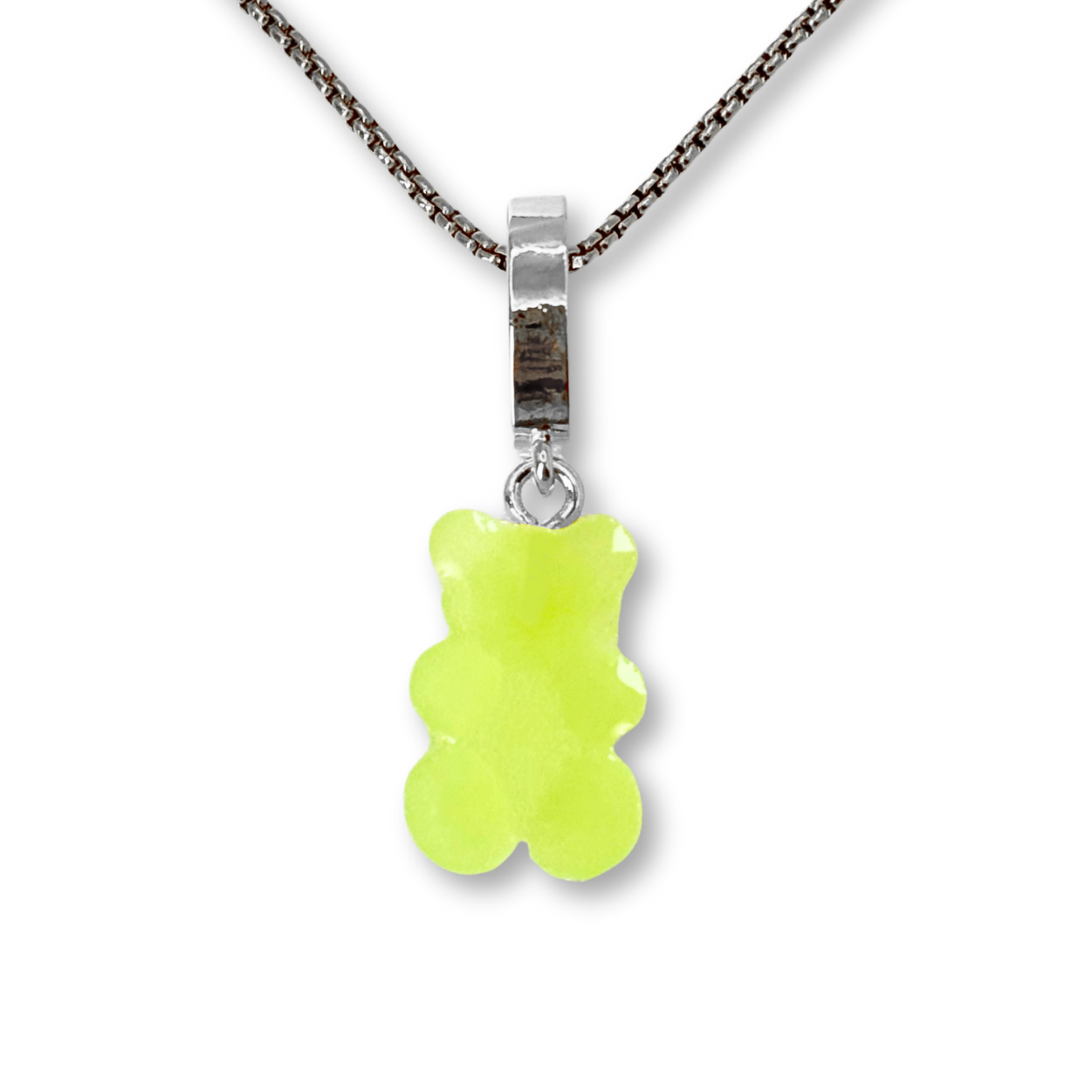 Gummy Bear Pendant with Chain, in Lime