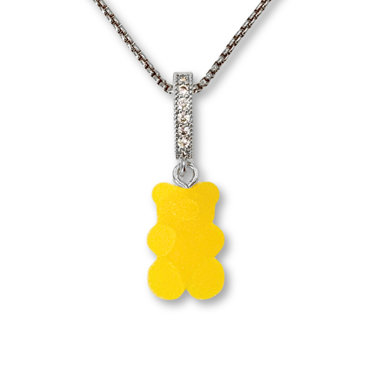 Gummy Bear Pendant with Chain, in Fresh Orange Juice