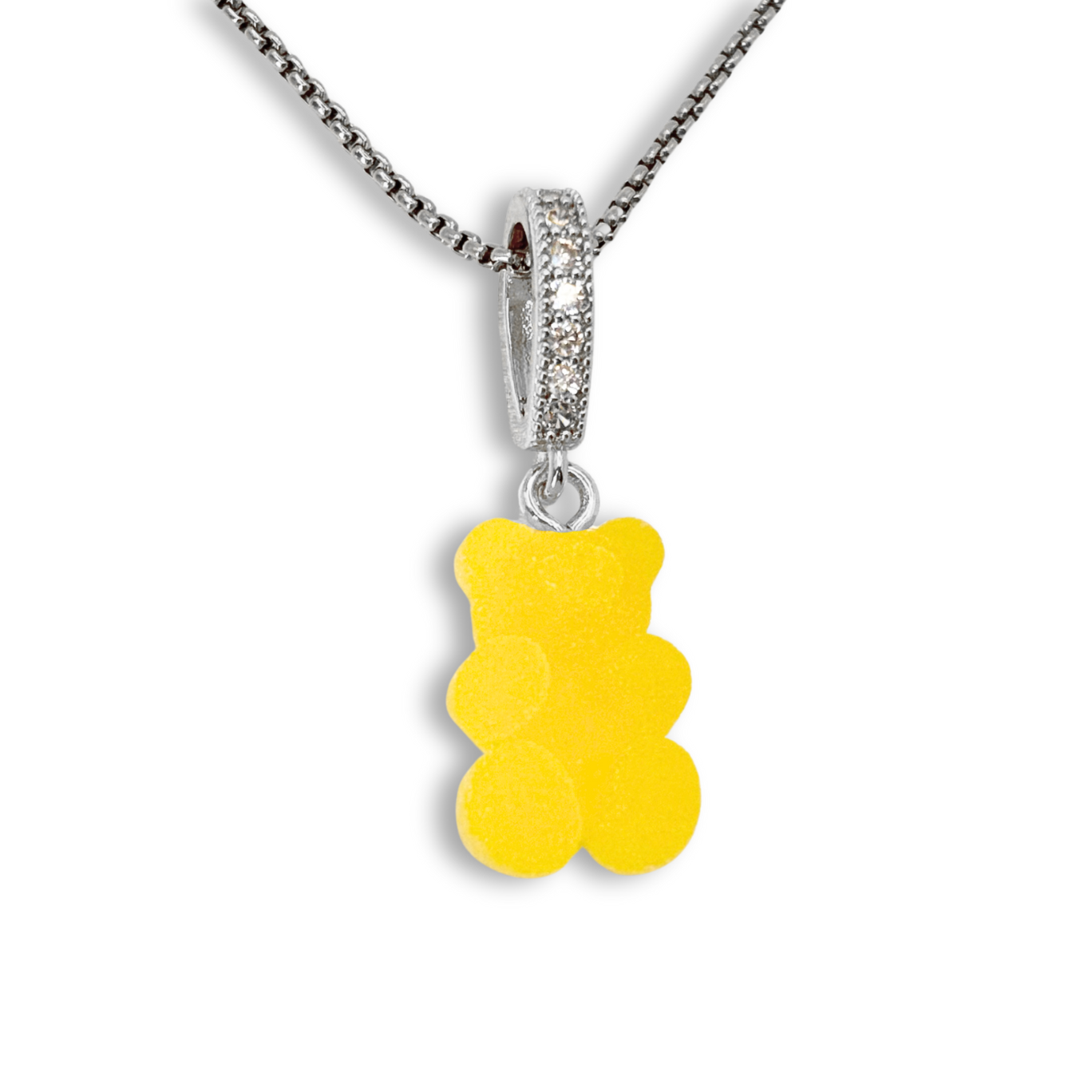 Gummy Bear Pendant with Chain, in Fresh Orange Juice