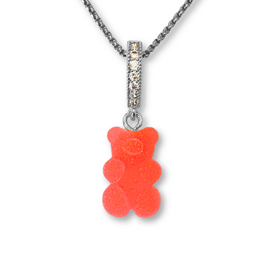 Gummy Bear Pendant with Chain in Strawberry
