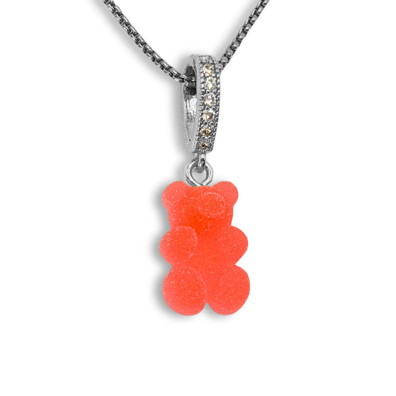 Gummy Bear Pendant with Chain in Strawberry