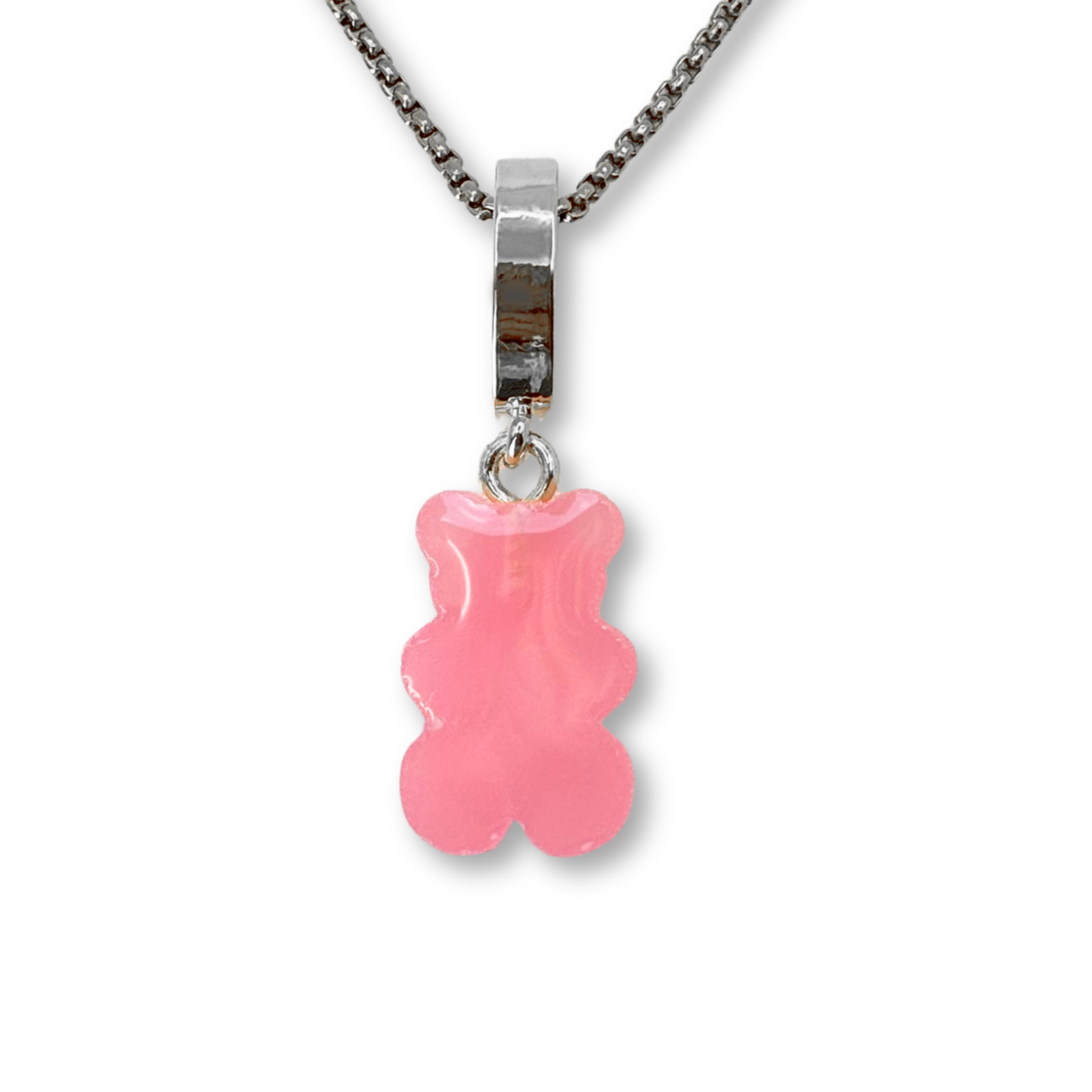 Gummy Bear Pendant with Chain in Candy Floss Pink