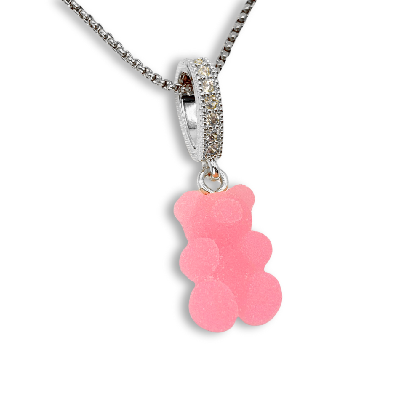 Gummy Bear Pendant with Chain in Candy Floss Pink
