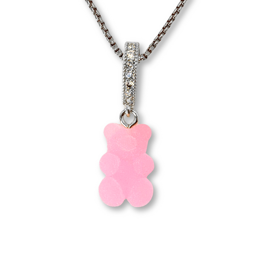 Gummy Bear Pendant with Chain in Bubblegum Pink