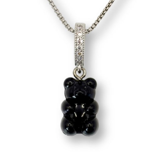 Gummy Bear Pendant with Chain, in Liquorice