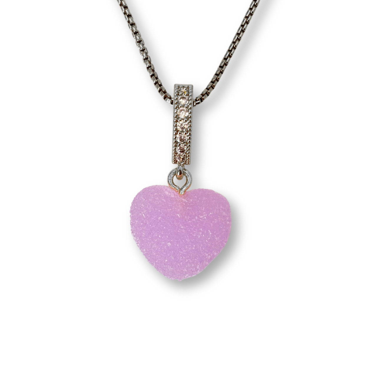 Sugar Heart Pendant with Chain, in Lavender