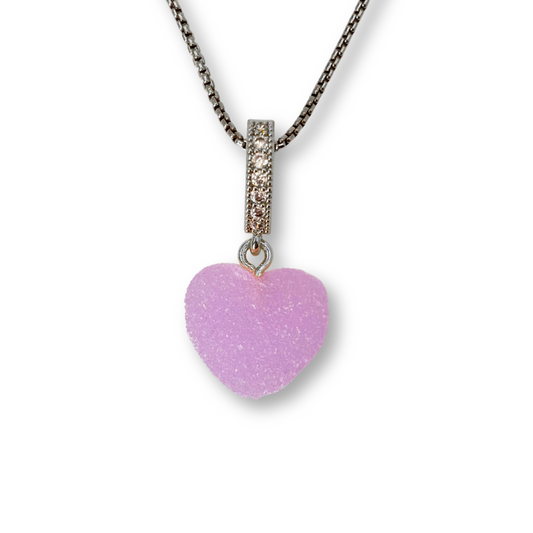 Sugar Heart Pendant with Chain, in Lavender