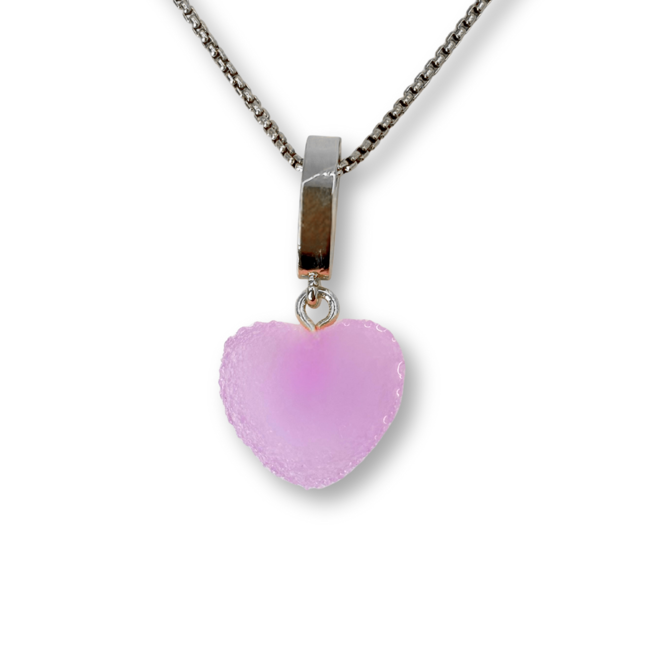 Sugar Heart Pendant with Chain, in Lavender