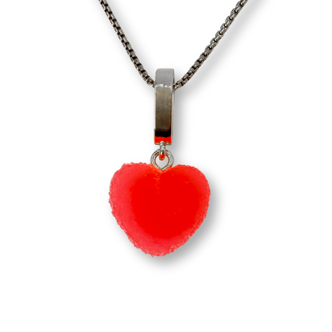 Sugar Heart Pendant with Chain, in Watermelon